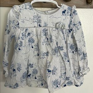 Woodland White and Blue Printed Top